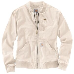 NWT Carhartt Rugged Flex® Relaxed Fit Crawford Bomber Jacket in Natural Sz S 4-6